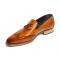 Duca Di Matiste "Cosenza" Cognac Genuine Italian Calf Leather Weave Print Loafers.